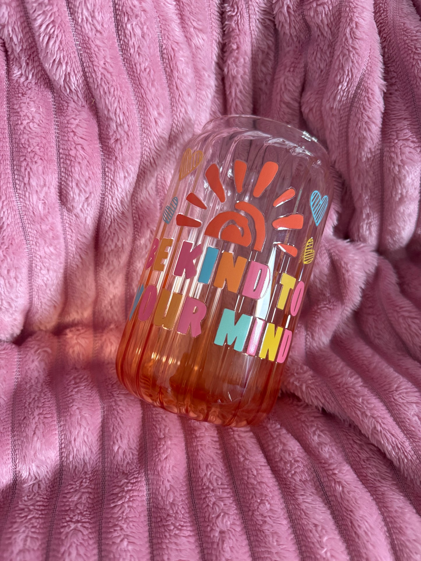 Drinking glass with straws, choice of designs.